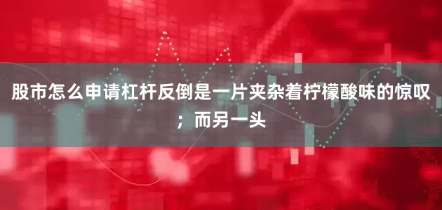 股市怎么申请杠杆反倒是一片夹杂着柠檬酸味的惊叹；而另一头